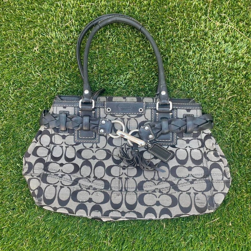 Coach Black and Gray Signature Purse